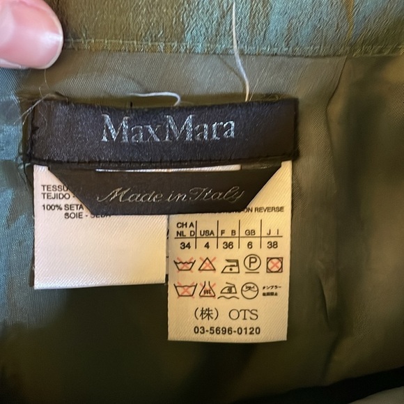 Max Mara Silk 2 Piece Set Wrap Jacket + Pencil Skirt Pianoforte Green Size 4 - Picture 13 of 16